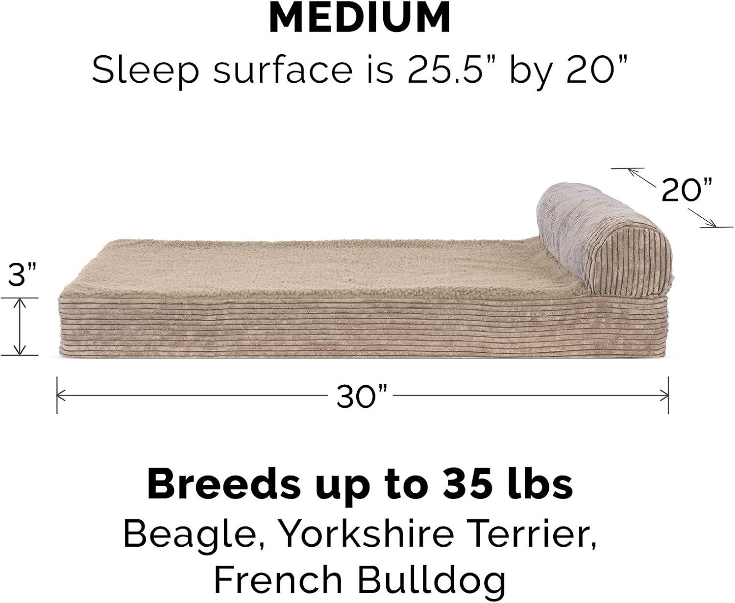 imageFurhaven Replacement Dog Bed Cover Berber ampamp Suede Blanket Top Mattress Machine Washable Espresso LargeChaise Fleece Corduroy Sandstone