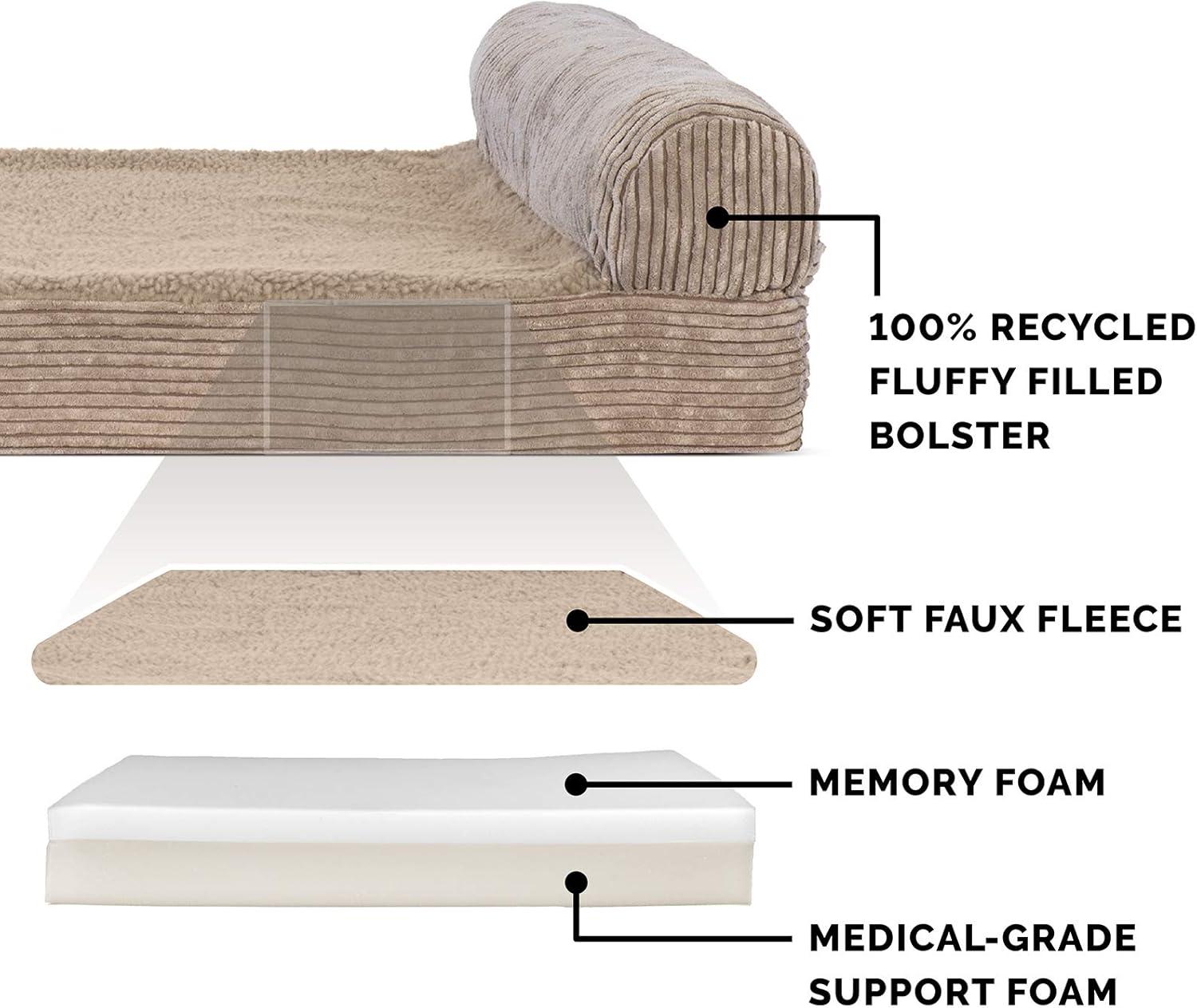 imageFurhaven Replacement Dog Bed Cover Berber ampamp Suede Blanket Top Mattress Machine Washable Espresso LargeChaise Fleece Corduroy Sandstone
