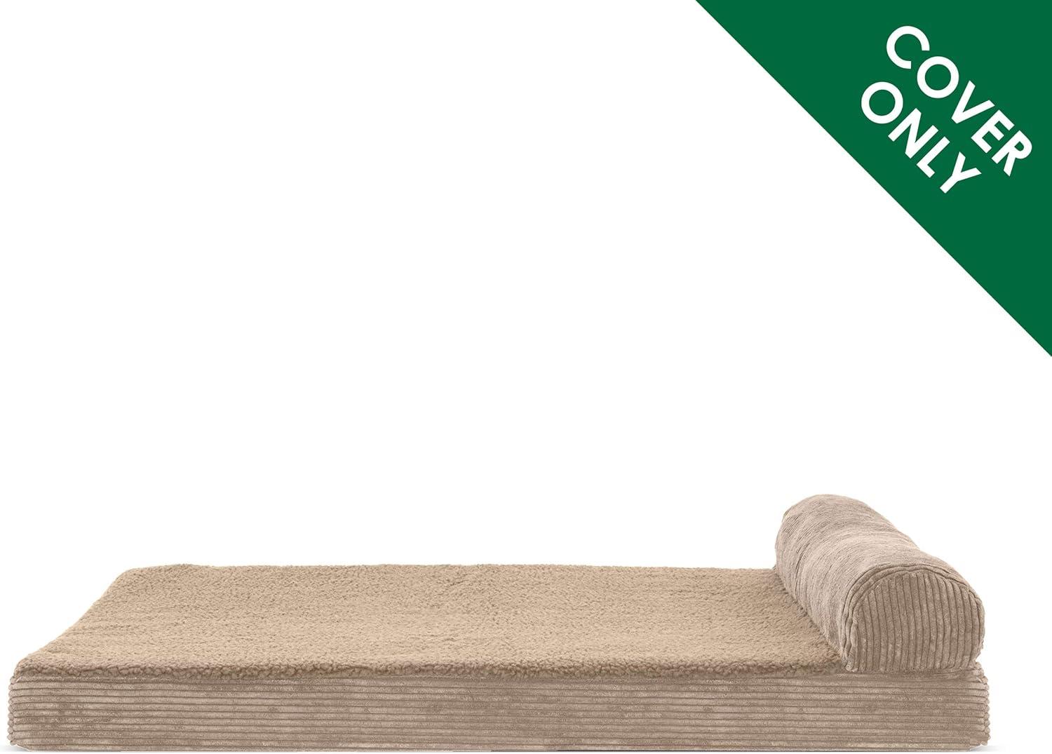 imageFurhaven Replacement Dog Bed Cover Berber ampamp Suede Blanket Top Mattress Machine Washable Espresso LargeChaise Fleece Corduroy Sandstone