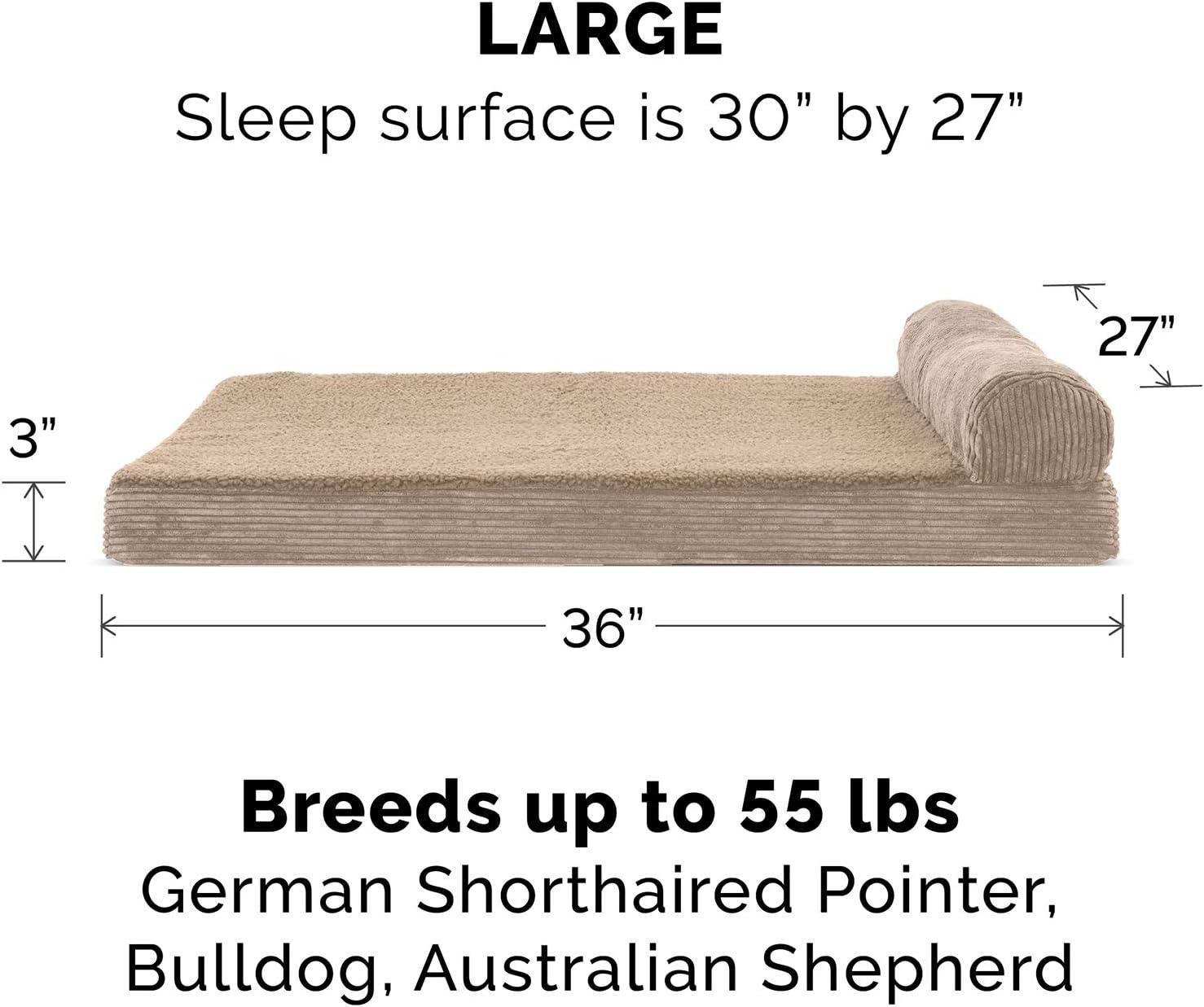 imageFurhaven Replacement Dog Bed Cover Berber ampamp Suede Blanket Top Mattress Machine Washable Espresso LargeChaise Fleece Corduroy Sandstone