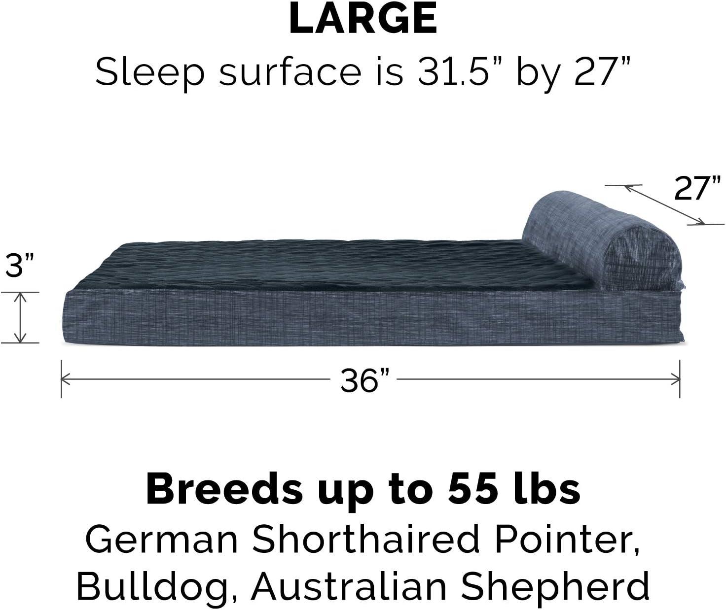 imageFurhaven Replacement Dog Bed Cover Berber ampamp Suede Blanket Top Mattress Machine Washable Espresso LargeChaise Quilted Fleece Print Suede Dk Blue