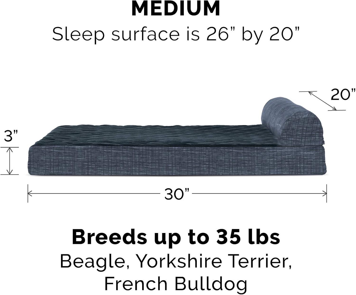 imageFurhaven Replacement Dog Bed Cover Berber ampamp Suede Blanket Top Mattress Machine Washable Espresso LargeChaise Quilted Fleece Print Suede Dk Blue
