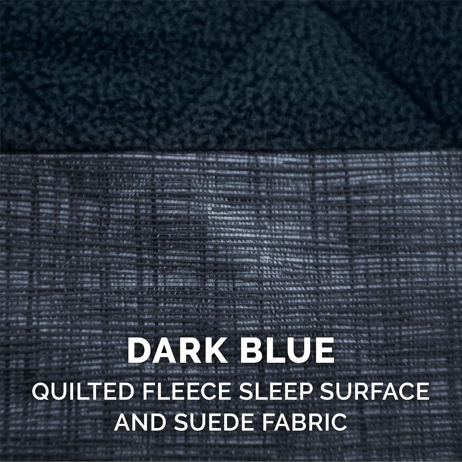 imageFurhaven Replacement Dog Bed Cover Berber ampamp Suede Blanket Top Mattress Machine Washable Espresso LargeChaise Quilted Fleece Print Suede Dk Blue