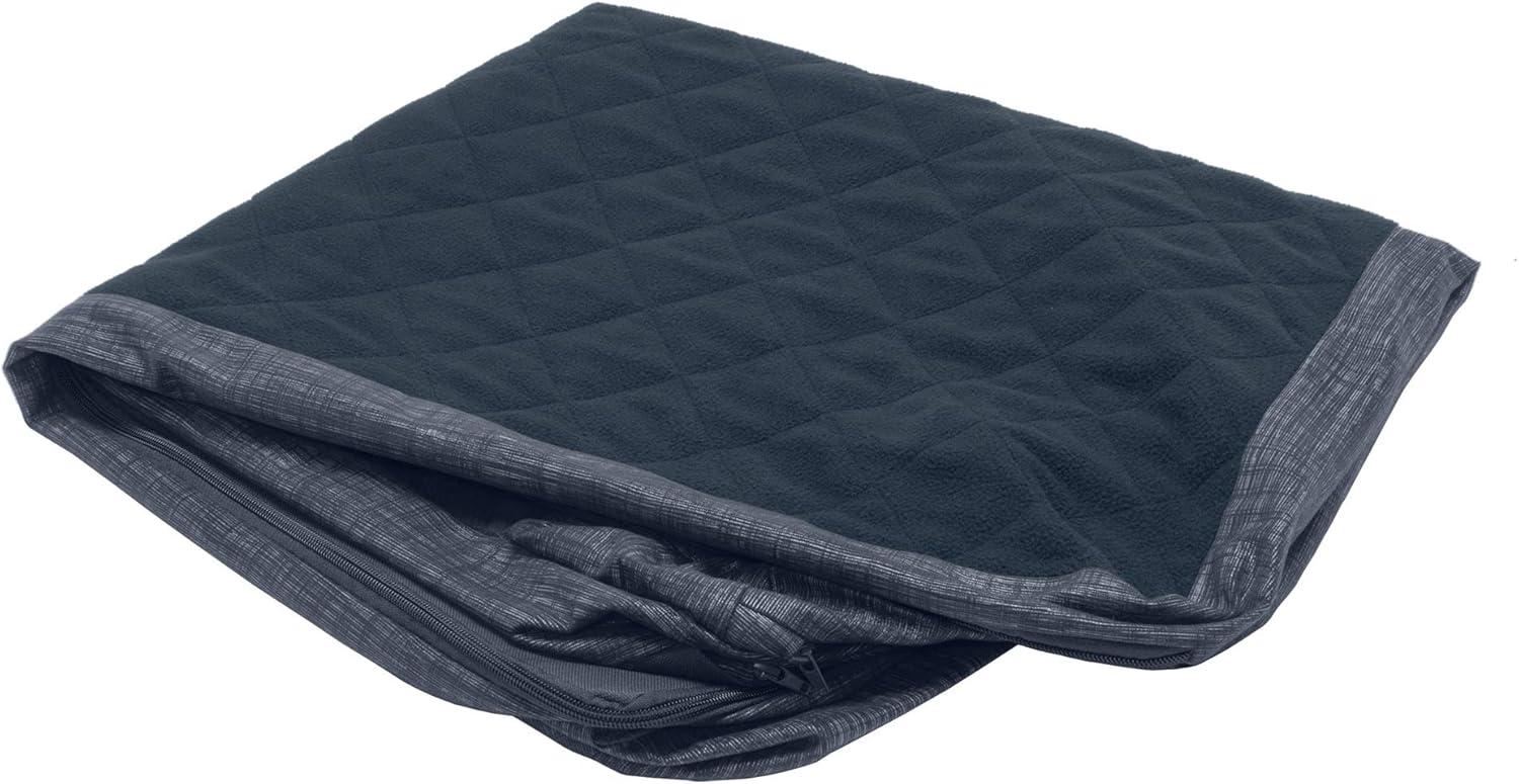 imageFurhaven Replacement Dog Bed Cover Berber ampamp Suede Blanket Top Mattress Machine Washable Espresso LargeChaise Quilted Fleece Print Suede Dk Blue