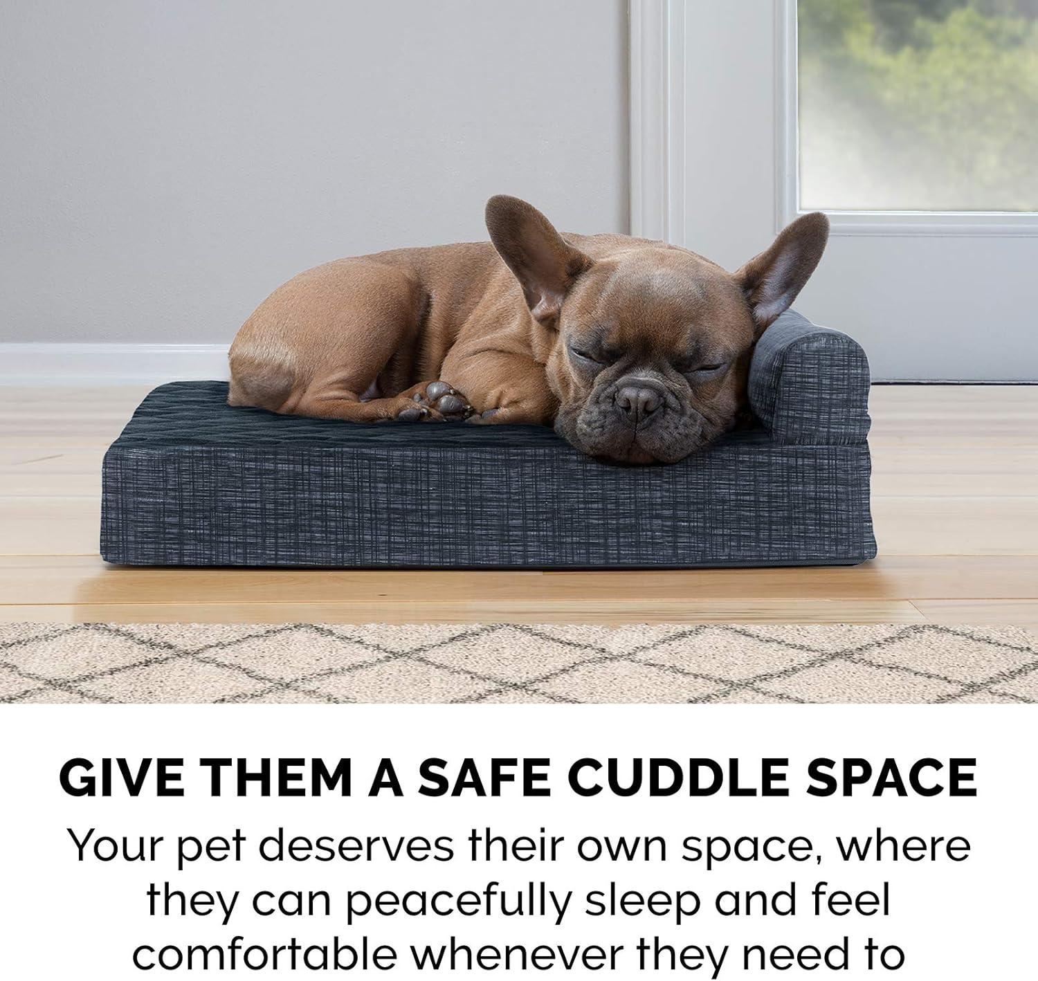 imageFurhaven Replacement Dog Bed Cover Berber ampamp Suede Blanket Top Mattress Machine Washable Espresso LargeChaise Quilted Fleece Print Suede Dk Blue