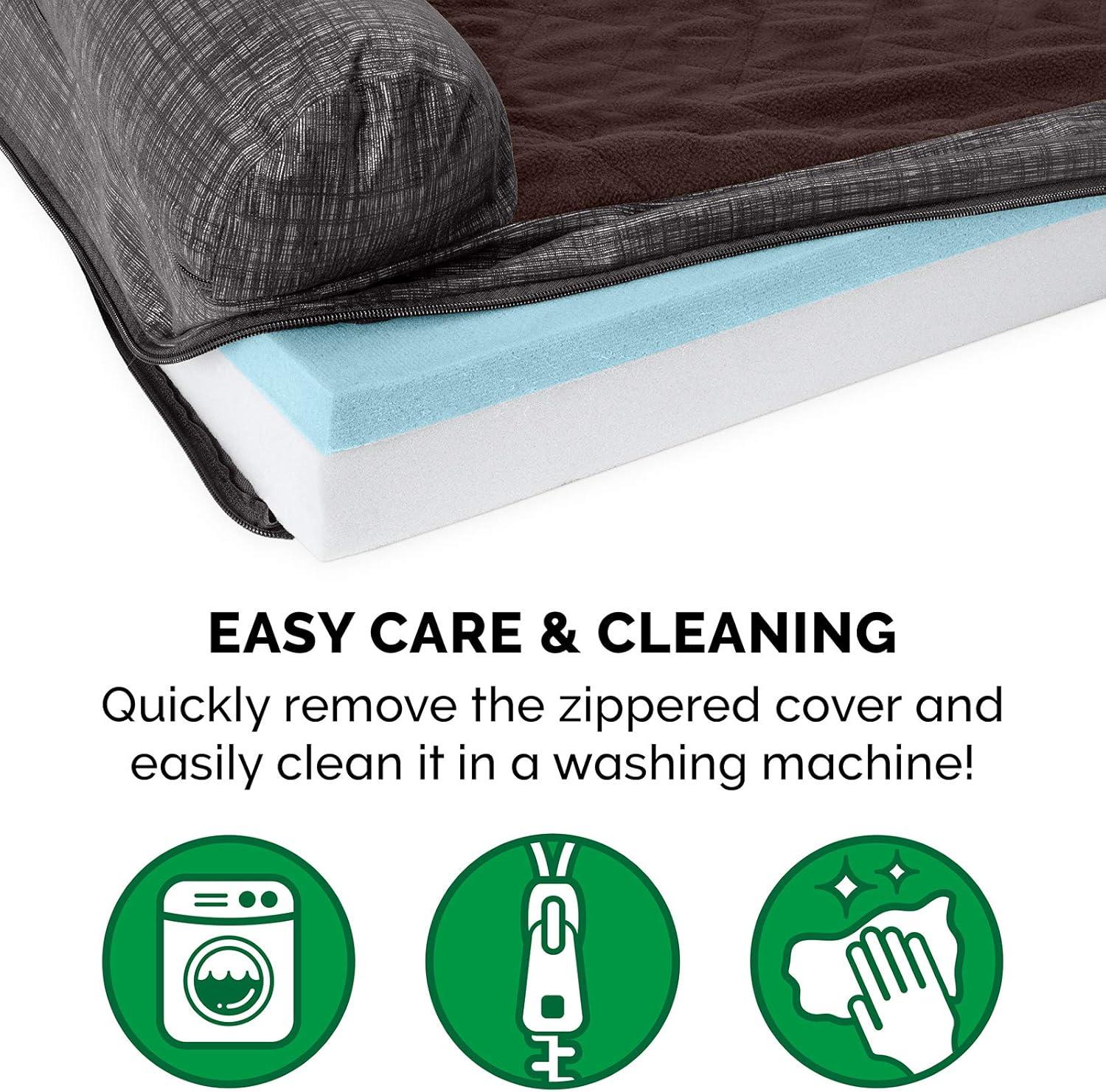 imageFurhaven Replacement Dog Bed Cover Berber ampamp Suede Blanket Top Mattress Machine Washable Espresso LargeChaise Quilted Fleece Print Suede Espresso