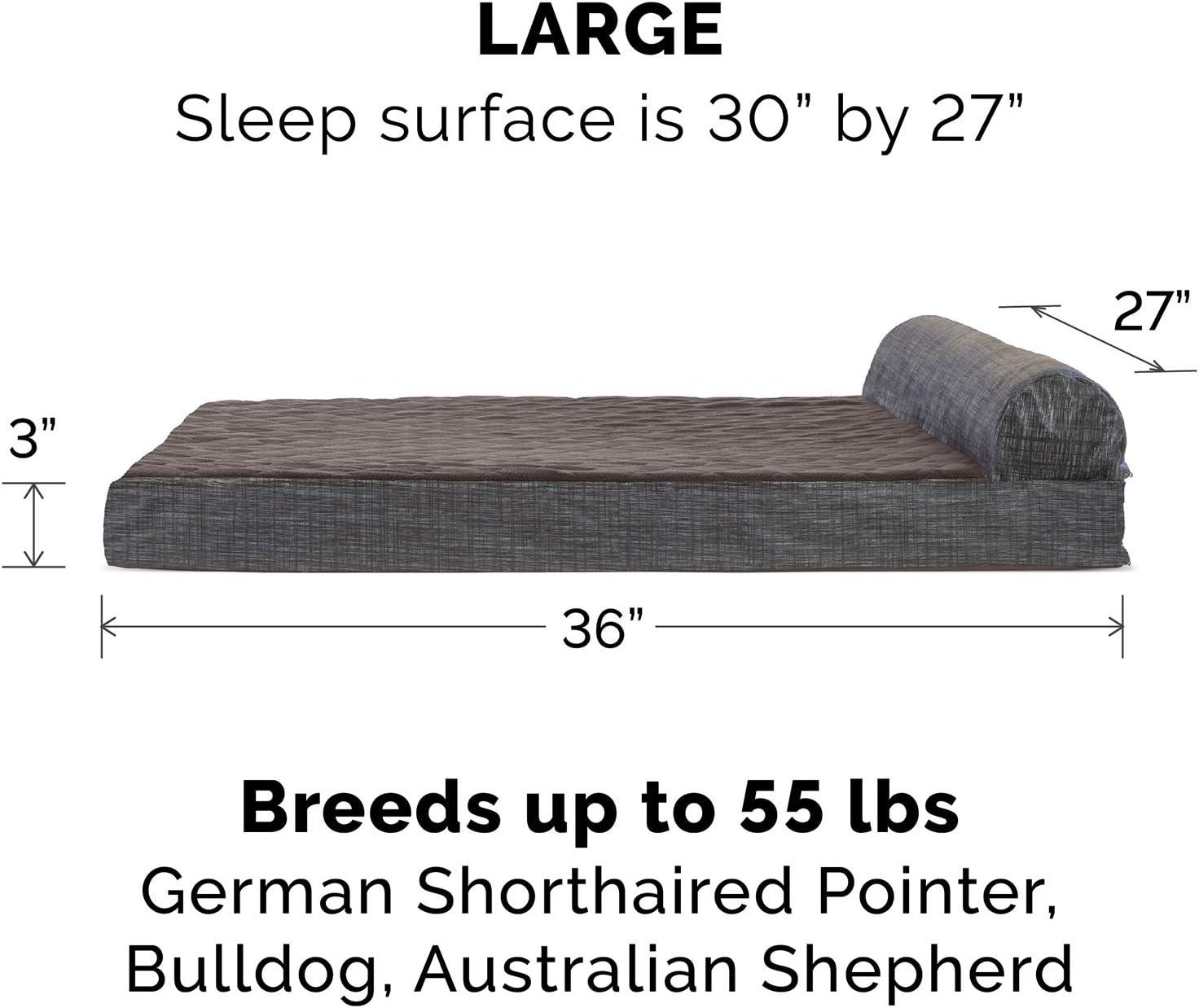 imageFurhaven Replacement Dog Bed Cover Berber ampamp Suede Blanket Top Mattress Machine Washable Espresso LargeChaise Quilted Fleece Print Suede Espresso