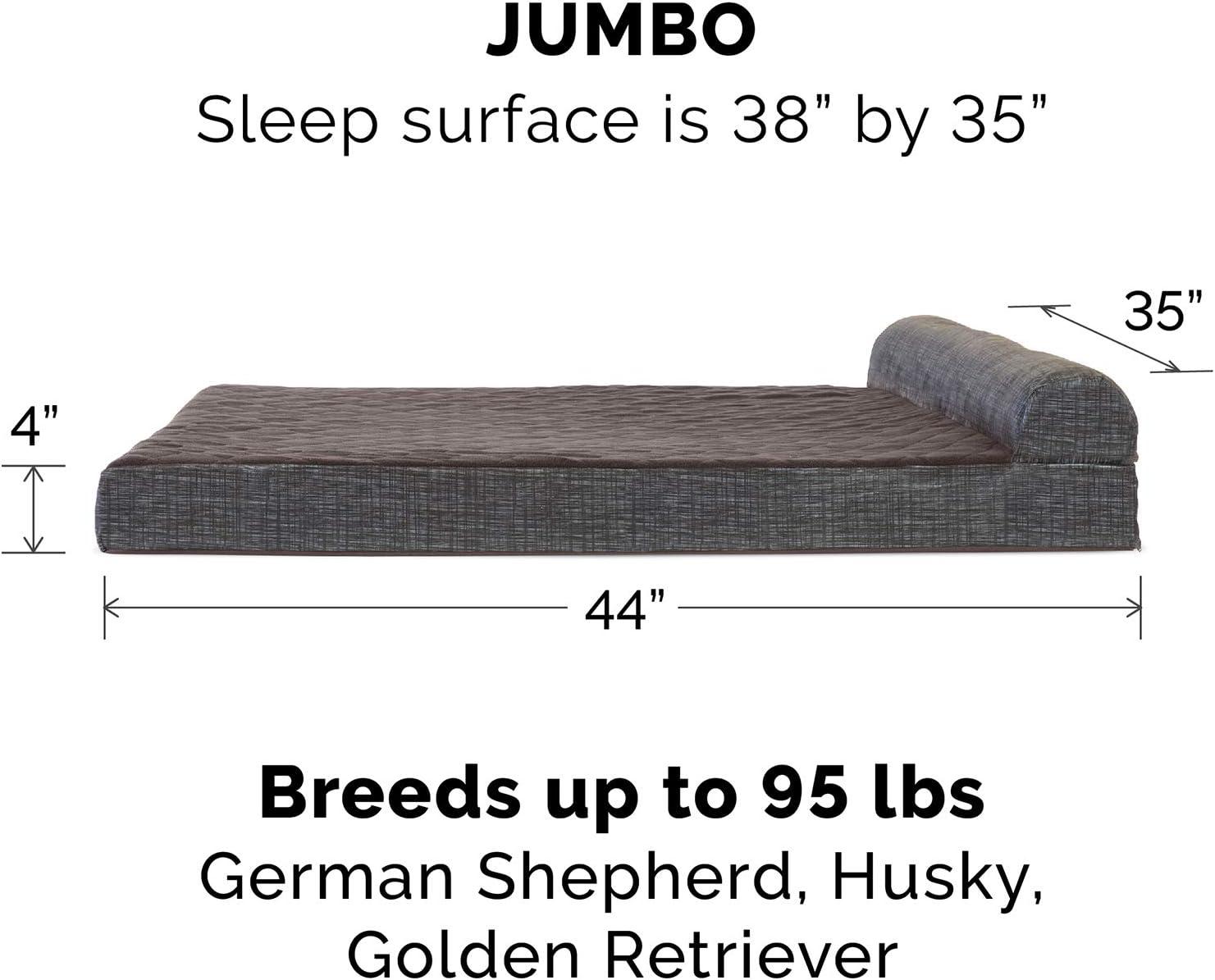 imageFurhaven Replacement Dog Bed Cover Berber ampamp Suede Blanket Top Mattress Machine Washable Espresso LargeChaise Quilted Fleece Print Suede Espresso