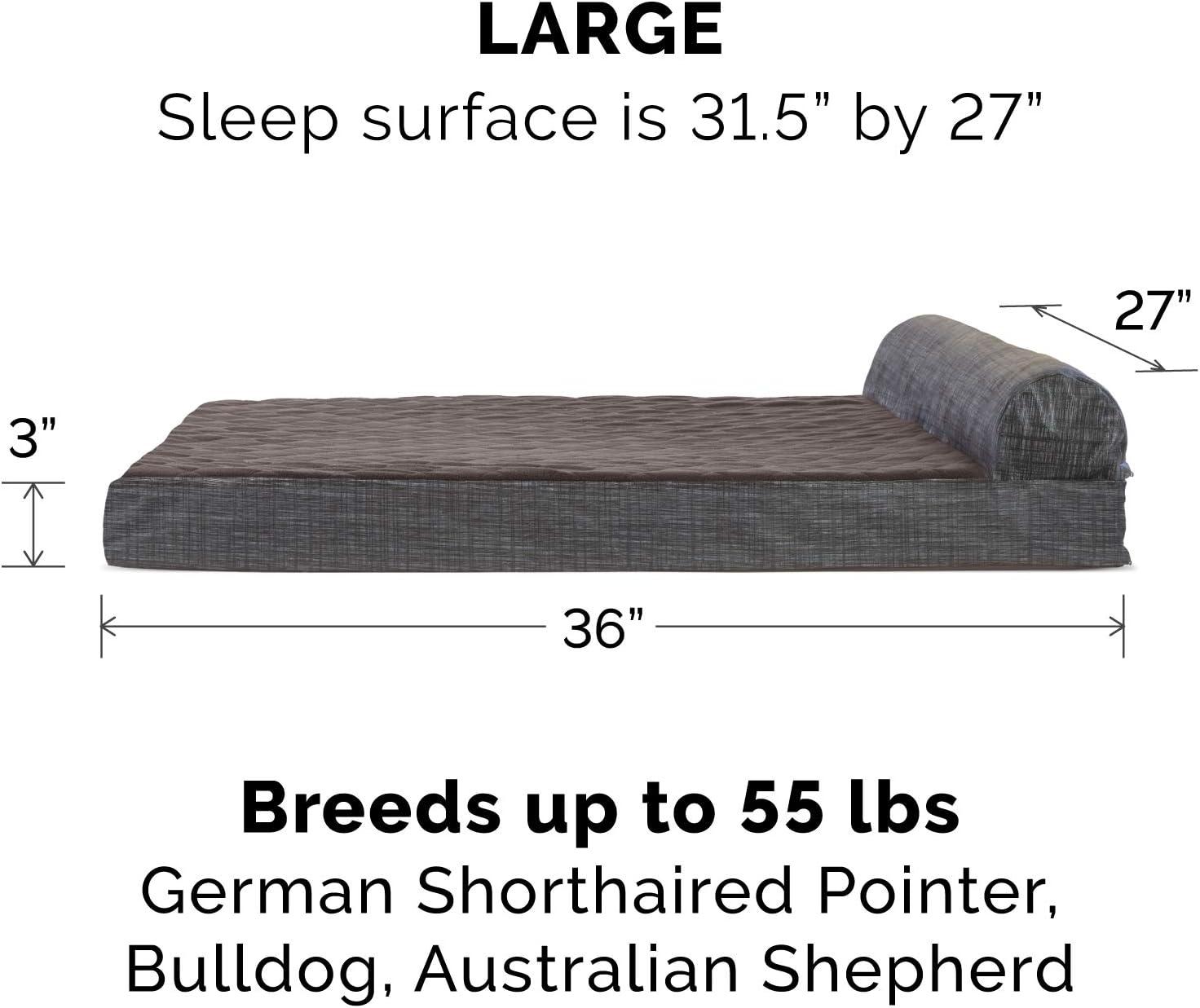 imageFurhaven Replacement Dog Bed Cover Berber ampamp Suede Blanket Top Mattress Machine Washable Espresso LargeChaise Quilted Fleece Print Suede Espresso