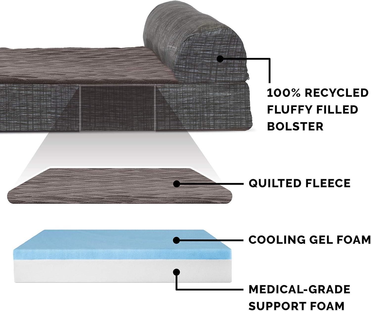 imageFurhaven Replacement Dog Bed Cover Berber ampamp Suede Blanket Top Mattress Machine Washable Espresso LargeChaise Quilted Fleece Print Suede Espresso