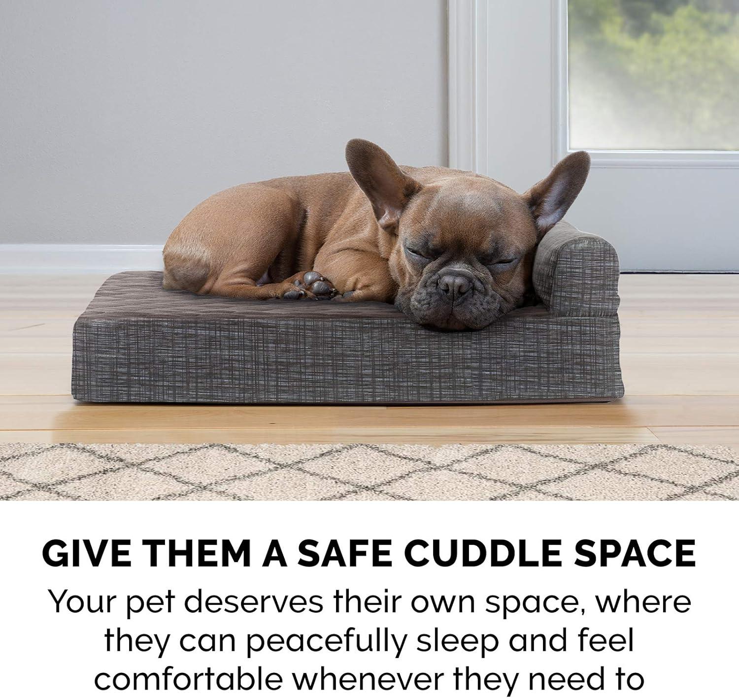 imageFurhaven Replacement Dog Bed Cover Berber ampamp Suede Blanket Top Mattress Machine Washable Espresso LargeChaise Quilted Fleece Print Suede Espresso
