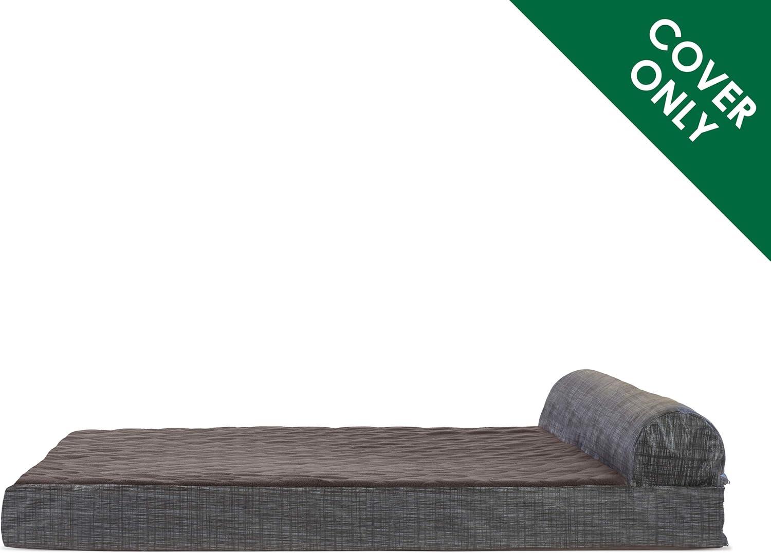 imageFurhaven Replacement Dog Bed Cover Berber ampamp Suede Blanket Top Mattress Machine Washable Espresso LargeChaise Quilted Fleece Print Suede Espresso