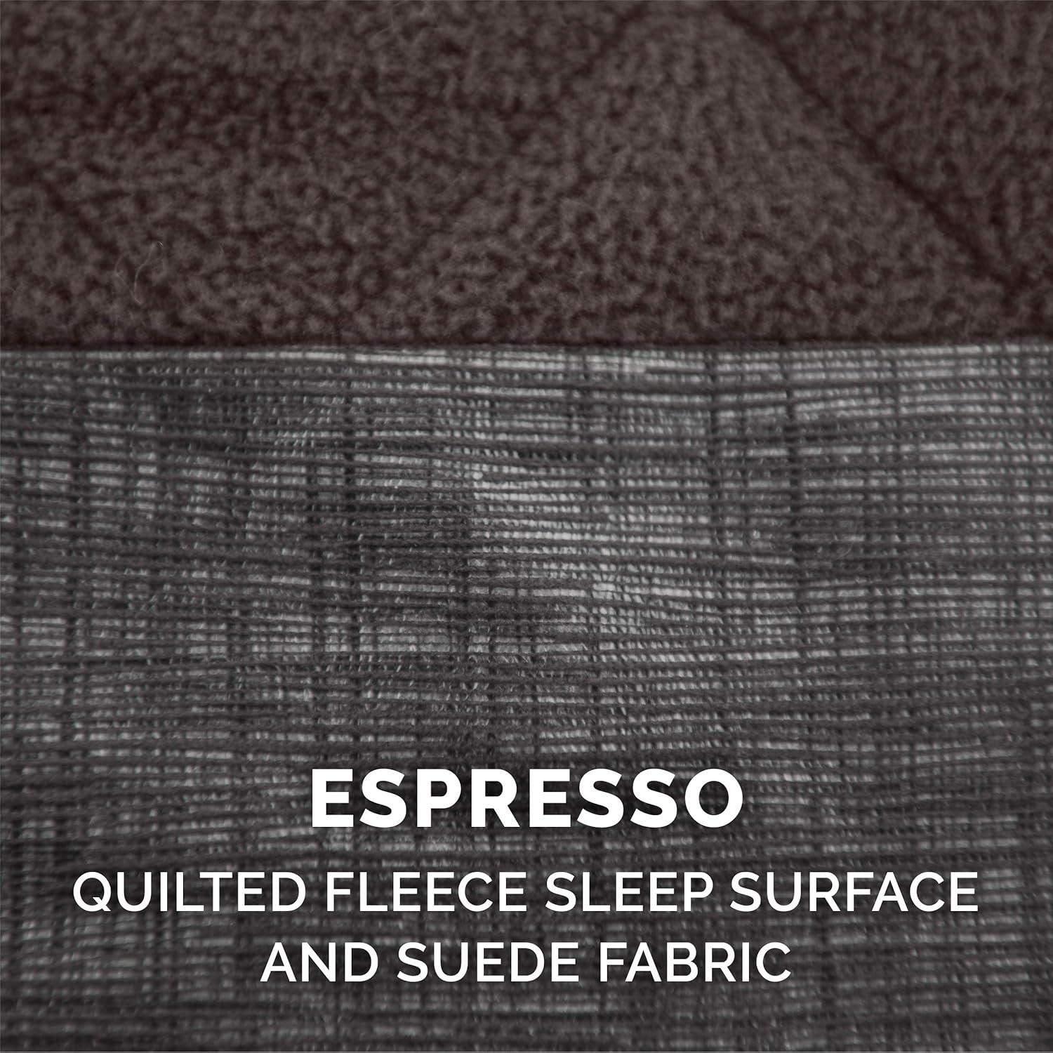 imageFurhaven Replacement Dog Bed Cover Berber ampamp Suede Blanket Top Mattress Machine Washable Espresso LargeChaise Quilted Fleece Print Suede Espresso