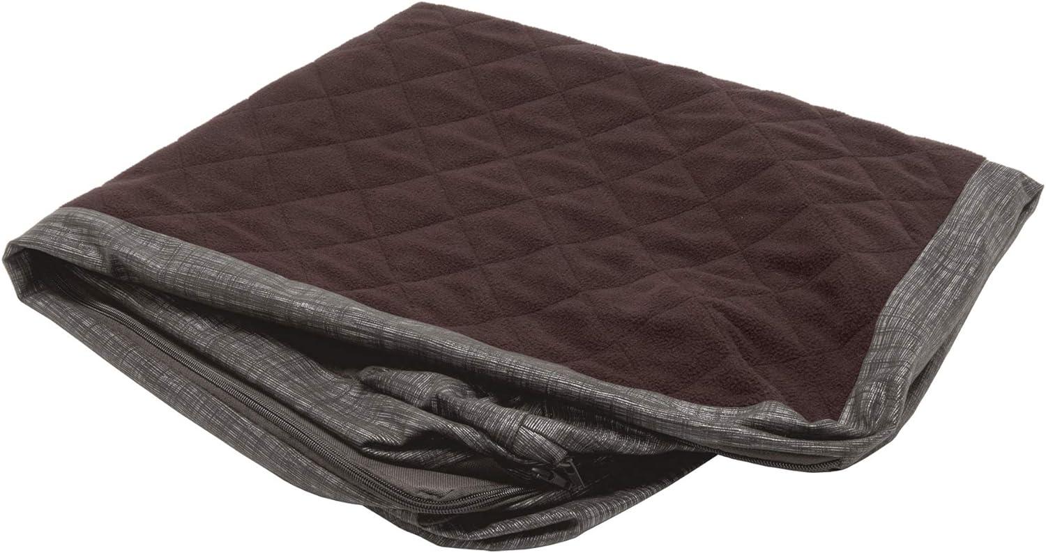 imageFurhaven Replacement Dog Bed Cover Berber ampamp Suede Blanket Top Mattress Machine Washable Espresso LargeChaise Quilted Fleece Print Suede Espresso