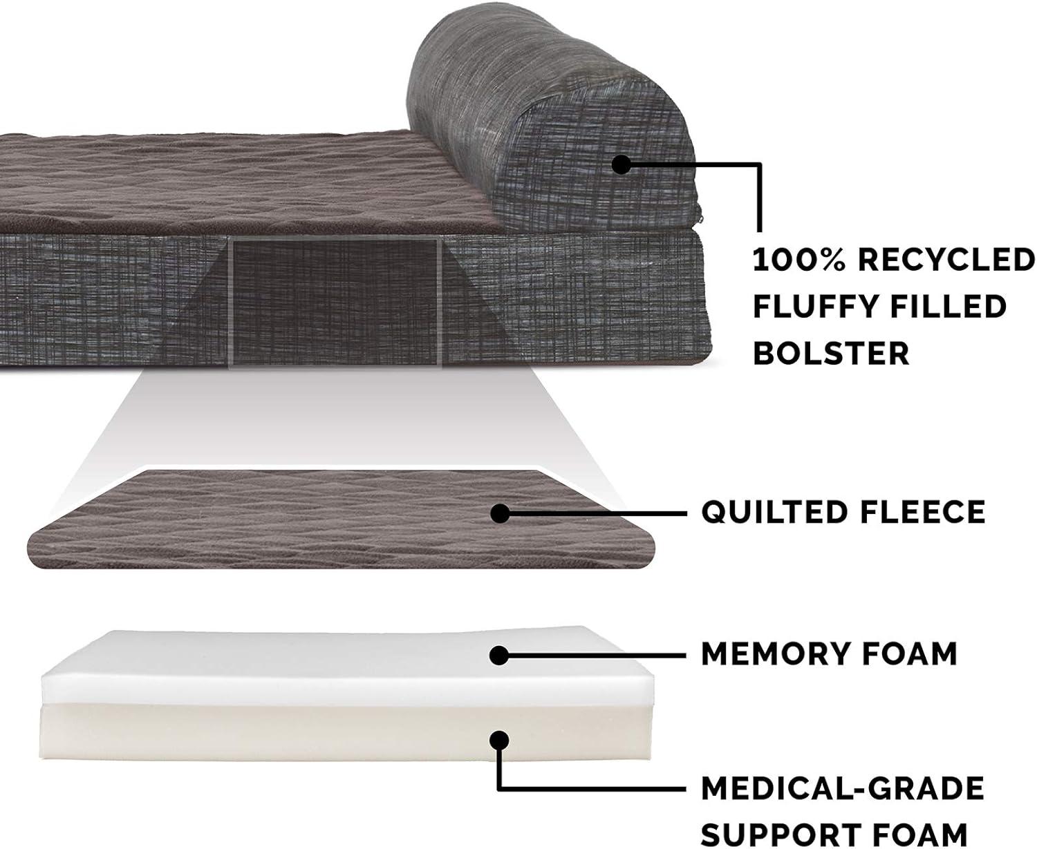 imageFurhaven Replacement Dog Bed Cover Berber ampamp Suede Blanket Top Mattress Machine Washable Espresso LargeChaise Quilted Fleece Print Suede Espresso
