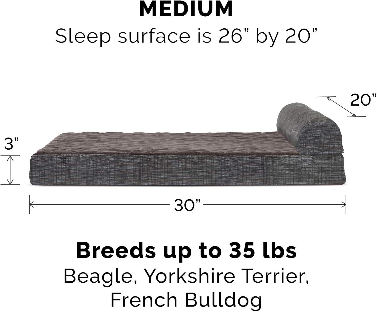 imageFurhaven Replacement Dog Bed Cover Berber ampamp Suede Blanket Top Mattress Machine Washable Espresso LargeChaise Quilted Fleece Print Suede Espresso
