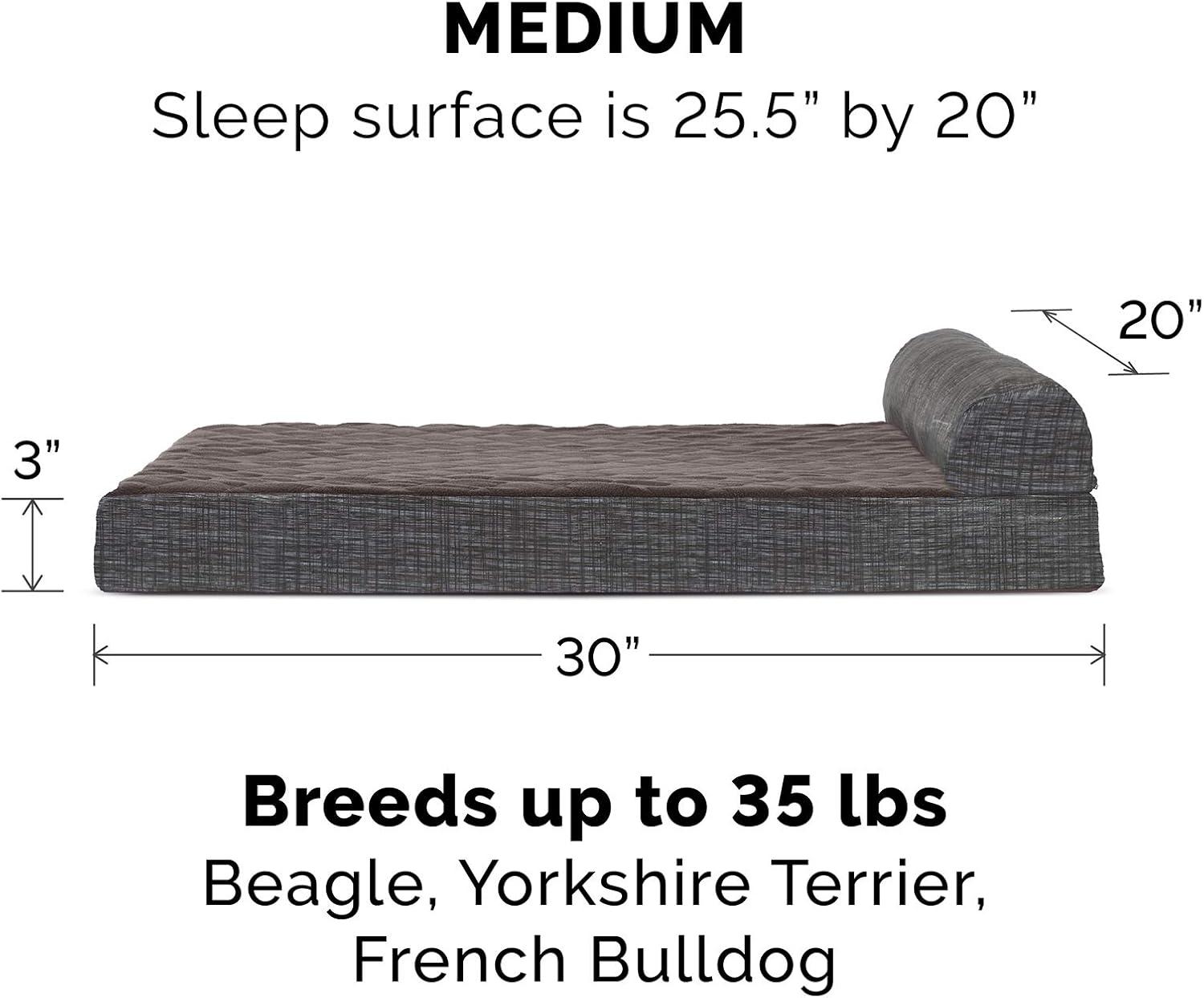 imageFurhaven Replacement Dog Bed Cover Berber ampamp Suede Blanket Top Mattress Machine Washable Espresso LargeChaise Quilted Fleece Print Suede Espresso
