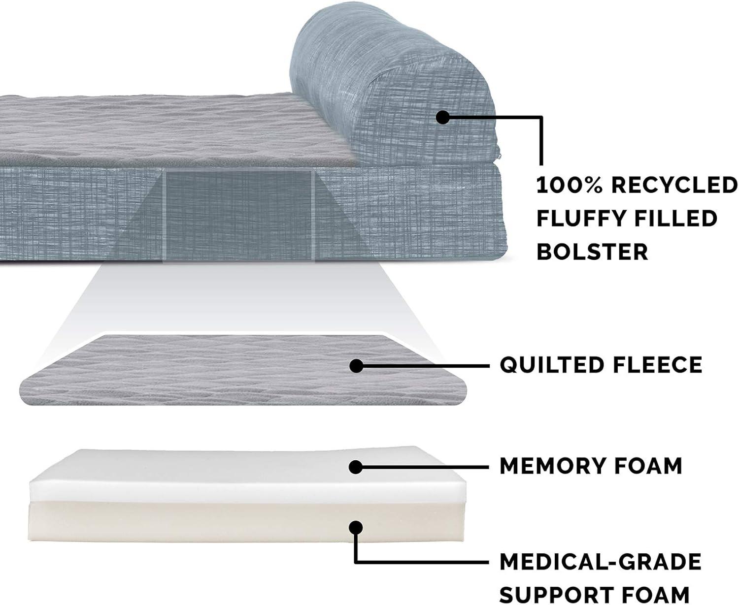 imageFurhaven Replacement Dog Bed Cover Berber ampamp Suede Blanket Top Mattress Machine Washable Espresso LargeChaise Quilted Fleece Print Suede Titanium