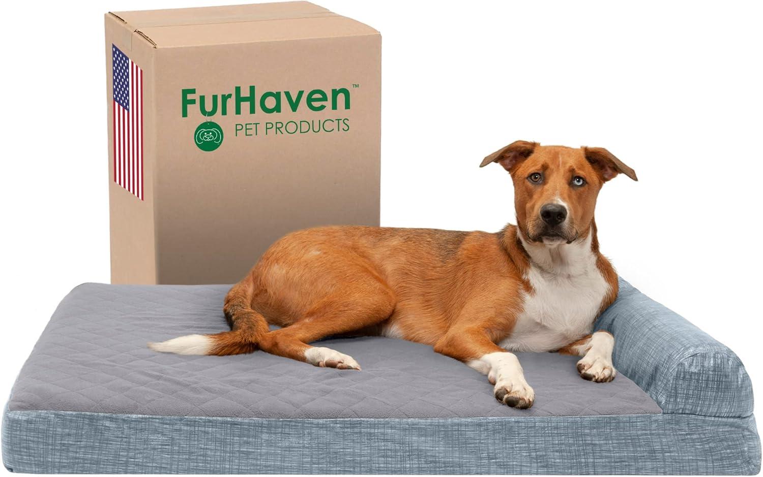 imageFurhaven Replacement Dog Bed Cover Berber ampamp Suede Blanket Top Mattress Machine Washable Espresso LargeChaise Quilted Fleece Print Suede Titanium
