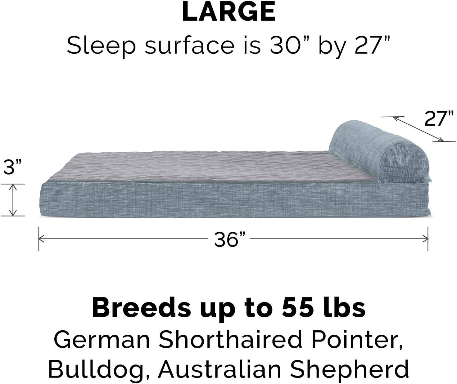 imageFurhaven Replacement Dog Bed Cover Berber ampamp Suede Blanket Top Mattress Machine Washable Espresso LargeChaise Quilted Fleece Print Suede Titanium