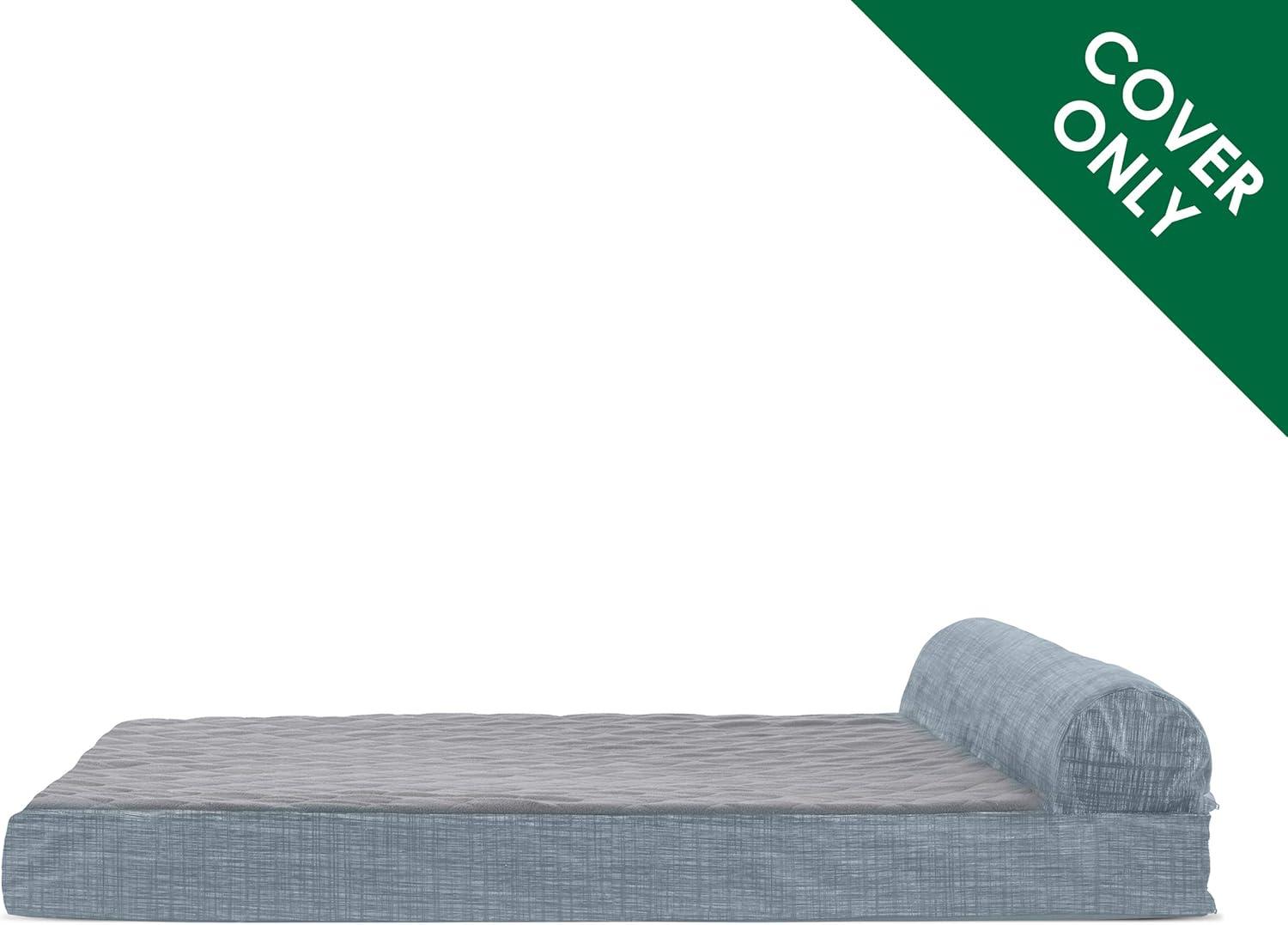 imageFurhaven Replacement Dog Bed Cover Berber ampamp Suede Blanket Top Mattress Machine Washable Espresso LargeChaise Quilted Fleece Print Suede Titanium