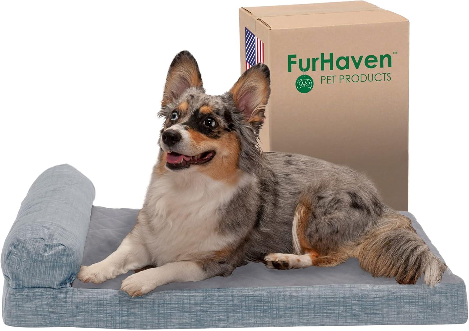 imageFurhaven Replacement Dog Bed Cover Berber ampamp Suede Blanket Top Mattress Machine Washable Espresso LargeChaise Quilted Fleece Print Suede Titanium