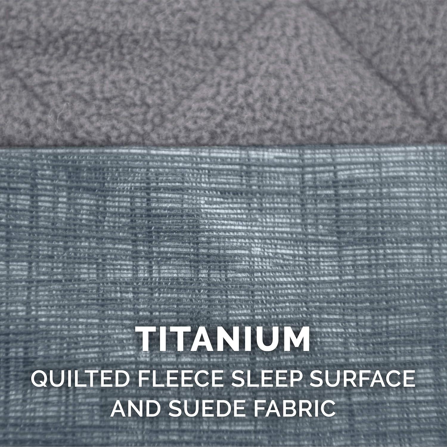 imageFurhaven Replacement Dog Bed Cover Berber ampamp Suede Blanket Top Mattress Machine Washable Espresso LargeChaise Quilted Fleece Print Suede Titanium