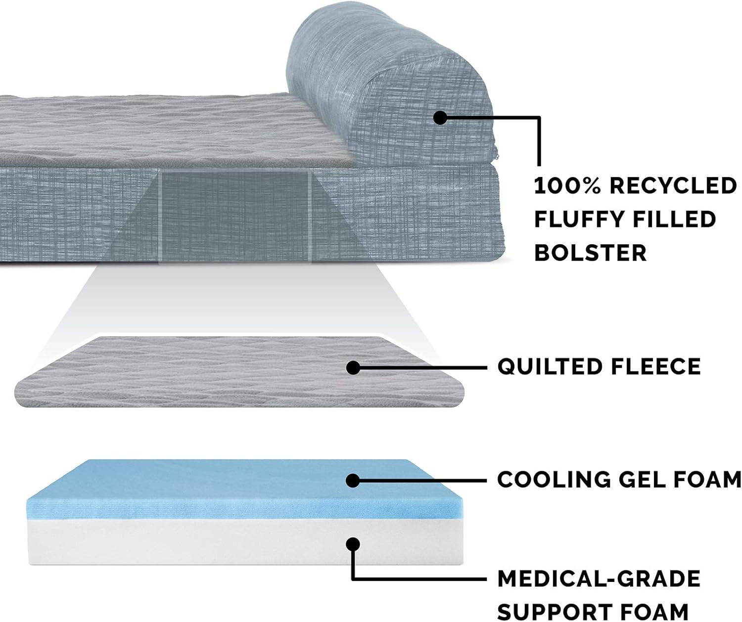 imageFurhaven Replacement Dog Bed Cover Berber ampamp Suede Blanket Top Mattress Machine Washable Espresso LargeChaise Quilted Fleece Print Suede Titanium