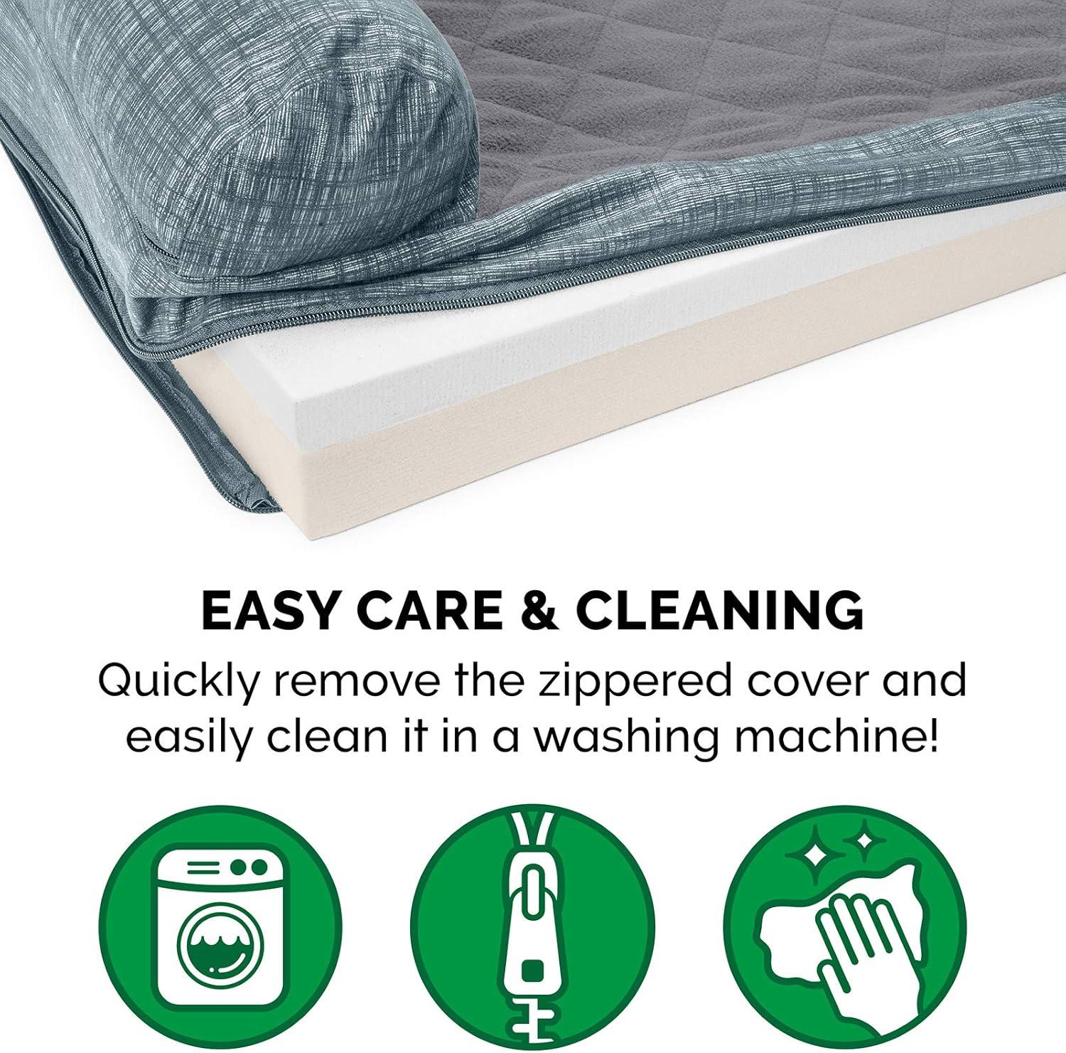 imageFurhaven Replacement Dog Bed Cover Berber ampamp Suede Blanket Top Mattress Machine Washable Espresso LargeChaise Quilted Fleece Print Suede Titanium