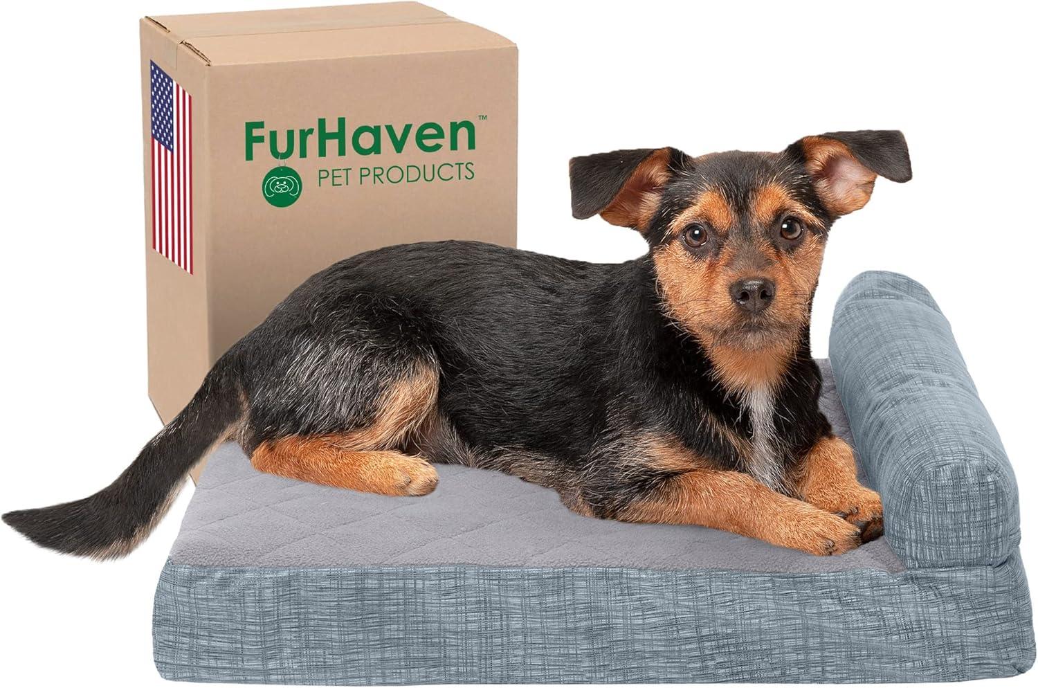imageFurhaven Replacement Dog Bed Cover Berber ampamp Suede Blanket Top Mattress Machine Washable Espresso LargeChaise Quilted Fleece Print Suede Titanium
