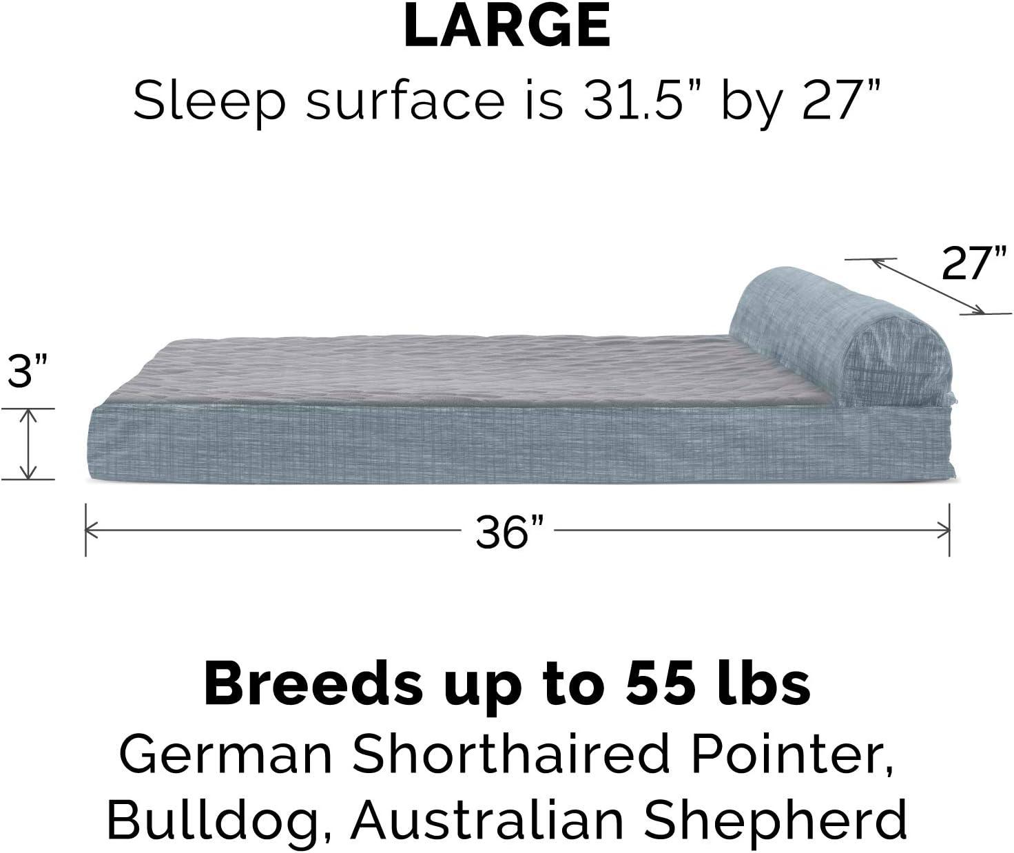 imageFurhaven Replacement Dog Bed Cover Berber ampamp Suede Blanket Top Mattress Machine Washable Espresso LargeChaise Quilted Fleece Print Suede Titanium