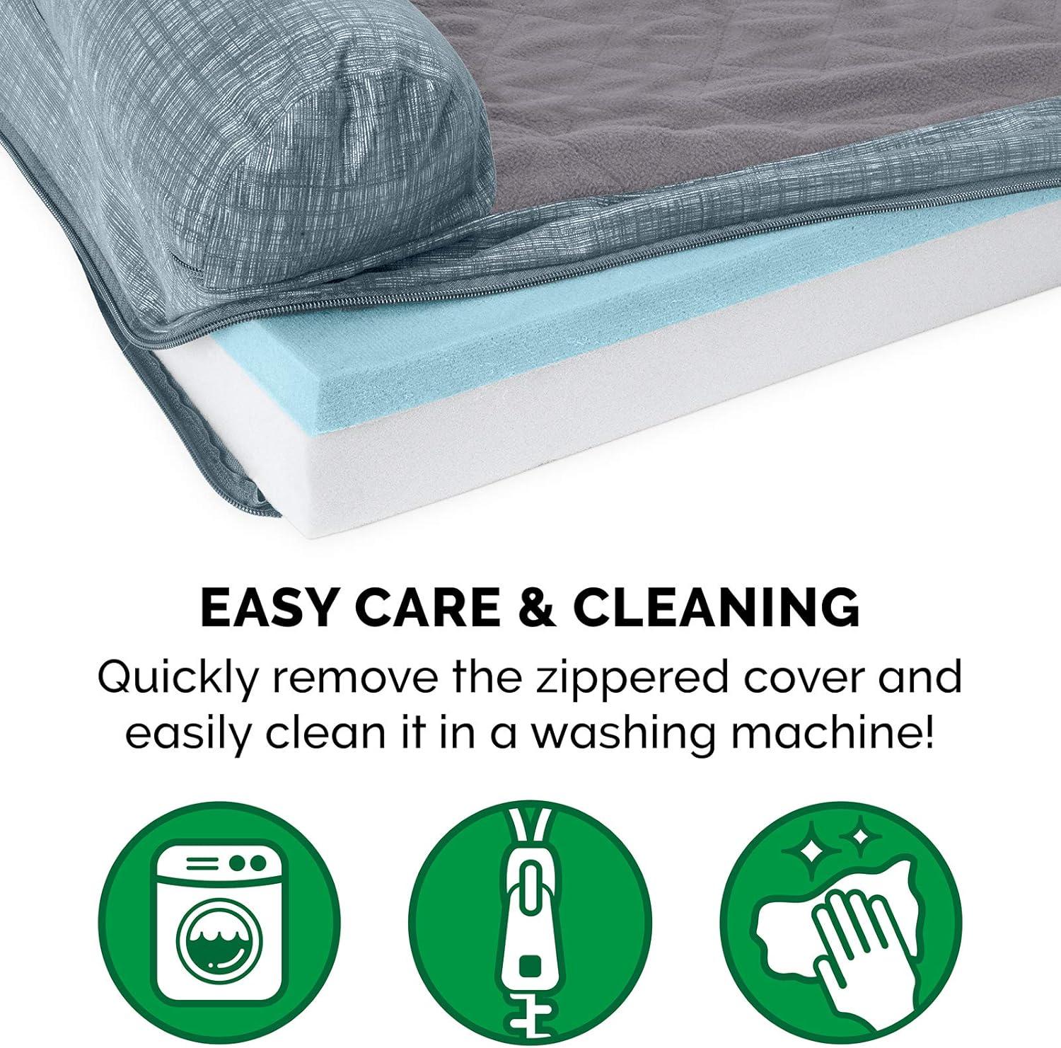 imageFurhaven Replacement Dog Bed Cover Berber ampamp Suede Blanket Top Mattress Machine Washable Espresso LargeChaise Quilted Fleece Print Suede Titanium