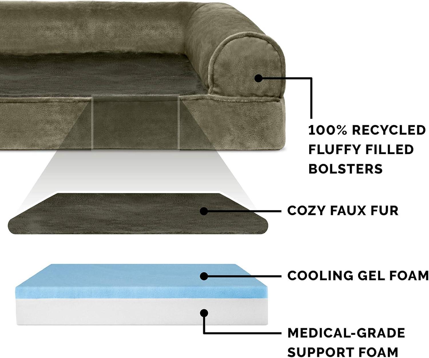 imageFurhaven Replacement Dog Bed Cover Berber ampamp Suede Blanket Top Mattress Machine Washable Espresso LargeFaux Fur Velvet Dark Sage