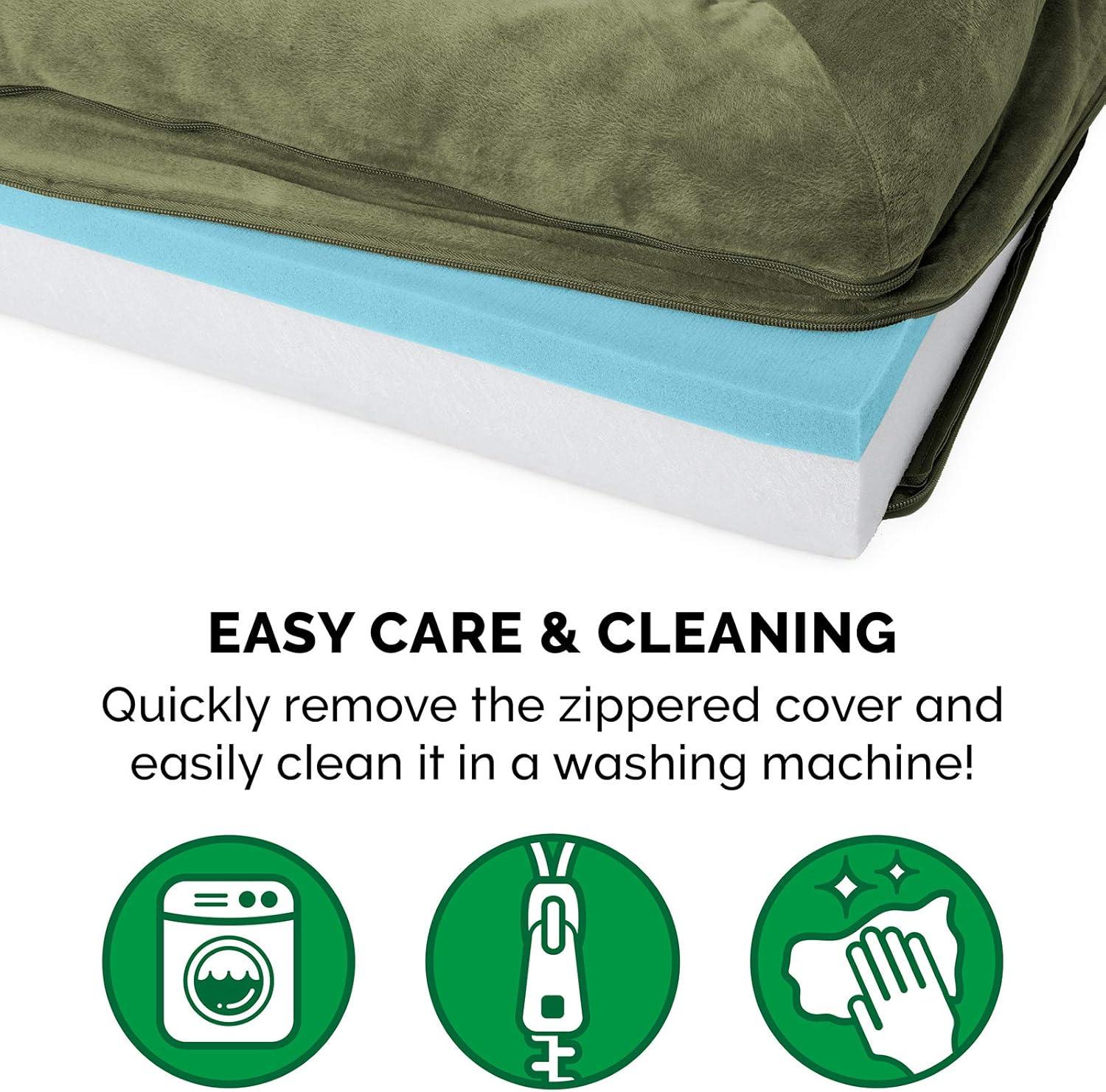 imageFurhaven Replacement Dog Bed Cover Berber ampamp Suede Blanket Top Mattress Machine Washable Espresso LargeFaux Fur Velvet Dark Sage