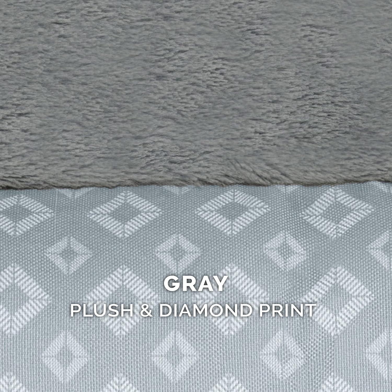 imageFurhaven Replacement Dog Bed Cover Berber ampamp Suede Blanket Top Mattress Machine Washable Espresso LargeGray Plush Diamond Print Nest Top