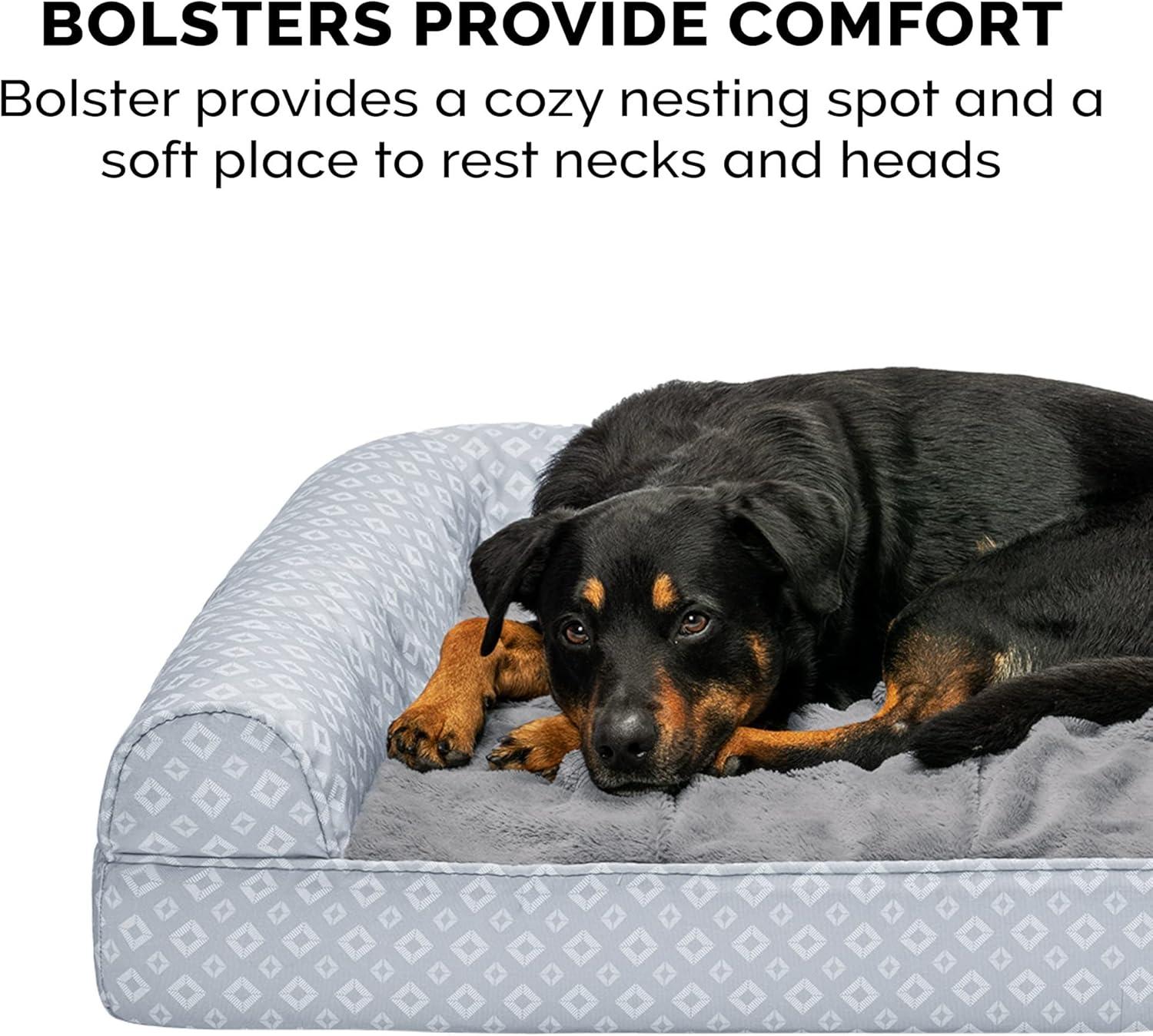 imageFurhaven Replacement Dog Bed Cover Berber ampamp Suede Blanket Top Mattress Machine Washable Espresso LargeGray Plush Diamond Print Nest Top