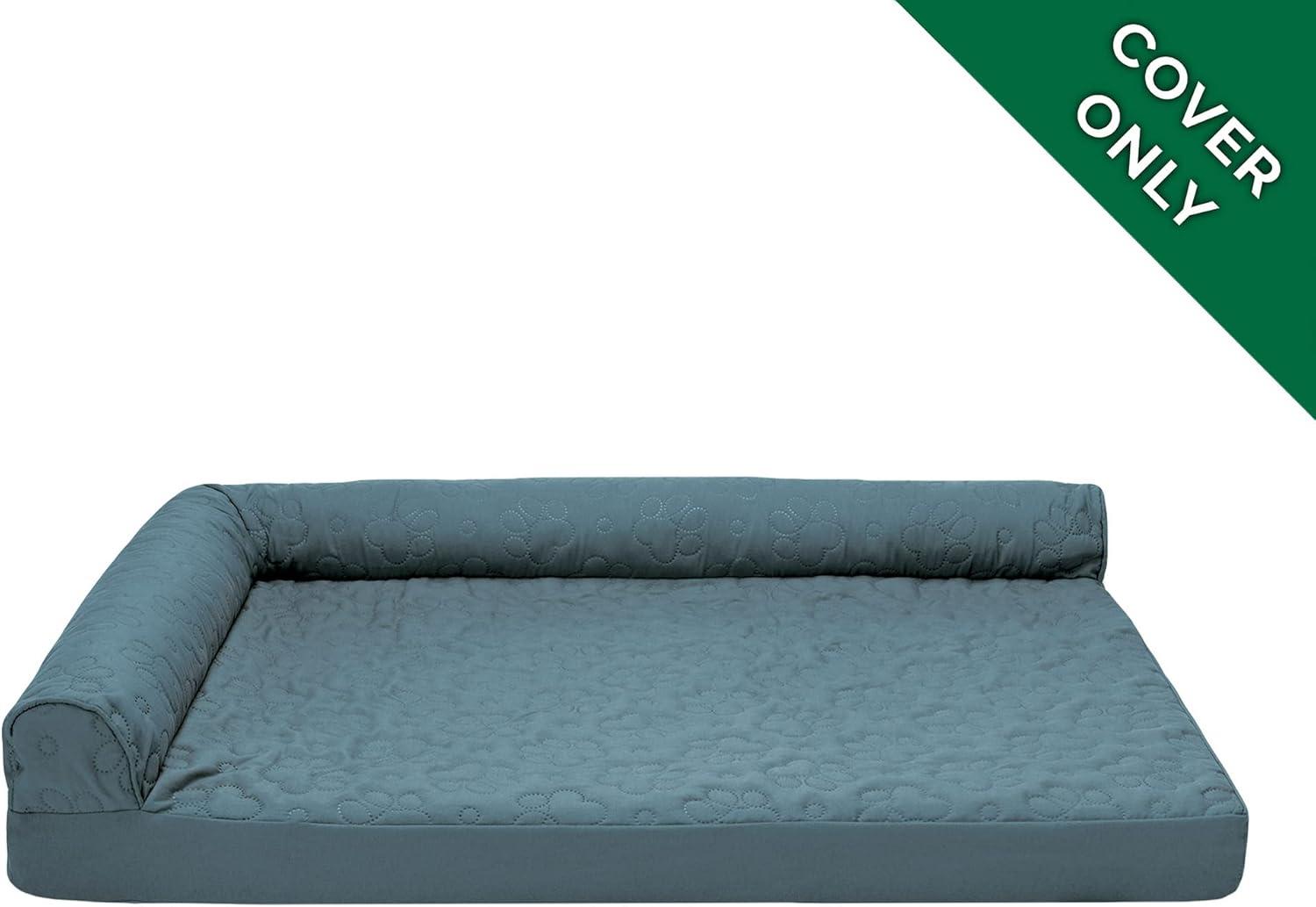 imageFurhaven Replacement Dog Bed Cover Pinsonic Quilted Paw L Shaped Chaise Machine Washable Titanium Jumbo XLargeQuilted Paw Bluestone