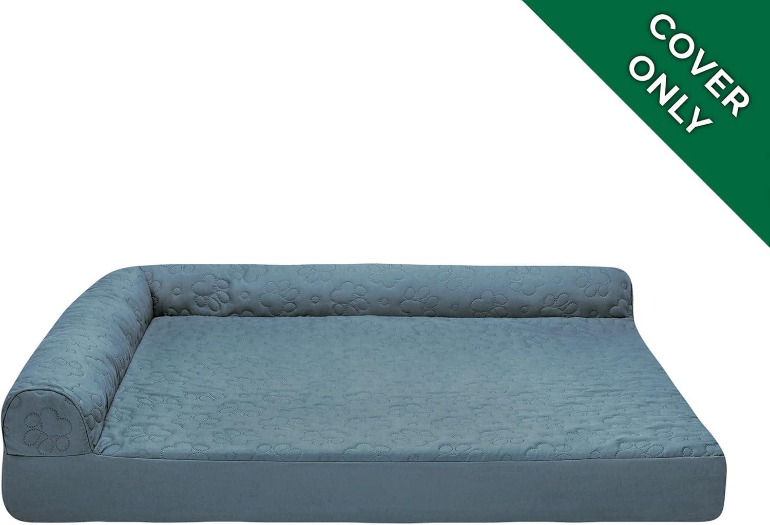 imageFurhaven Replacement Dog Bed Cover Pinsonic Quilted Paw L Shaped Chaise Machine Washable Titanium Jumbo XLargeQuilted Paw Bluestone
