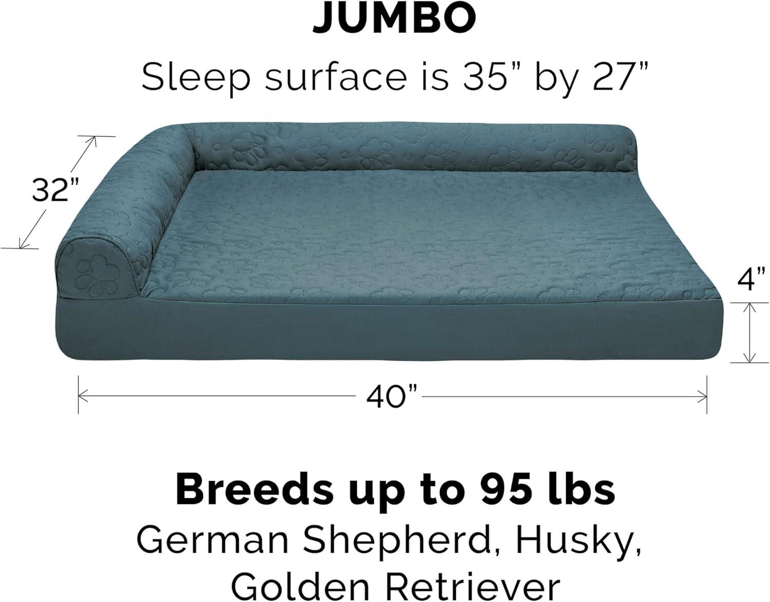 imageFurhaven Replacement Dog Bed Cover Pinsonic Quilted Paw L Shaped Chaise Machine Washable Titanium Jumbo XLargeQuilted Paw Bluestone