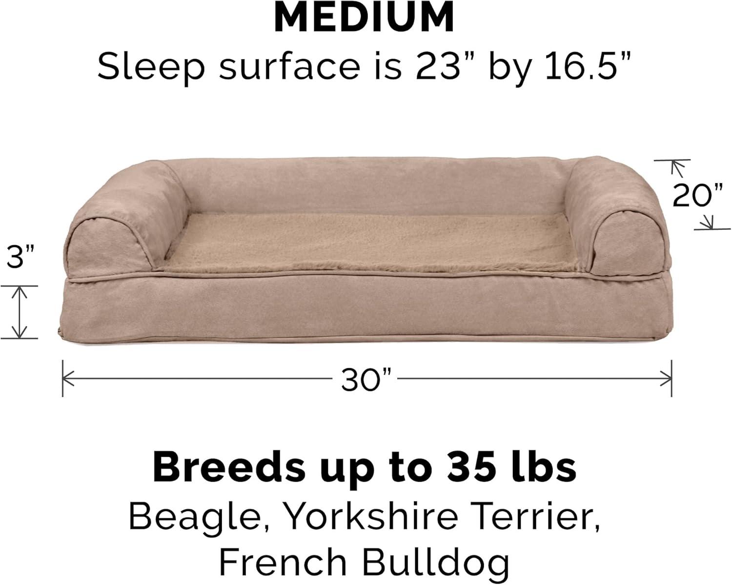 imageFurhaven Replacement Dog Bed Cover Plush ampamp Suede SofaStyle Machine Washable Almondine Jumbo XLargePlush Suede Almondine