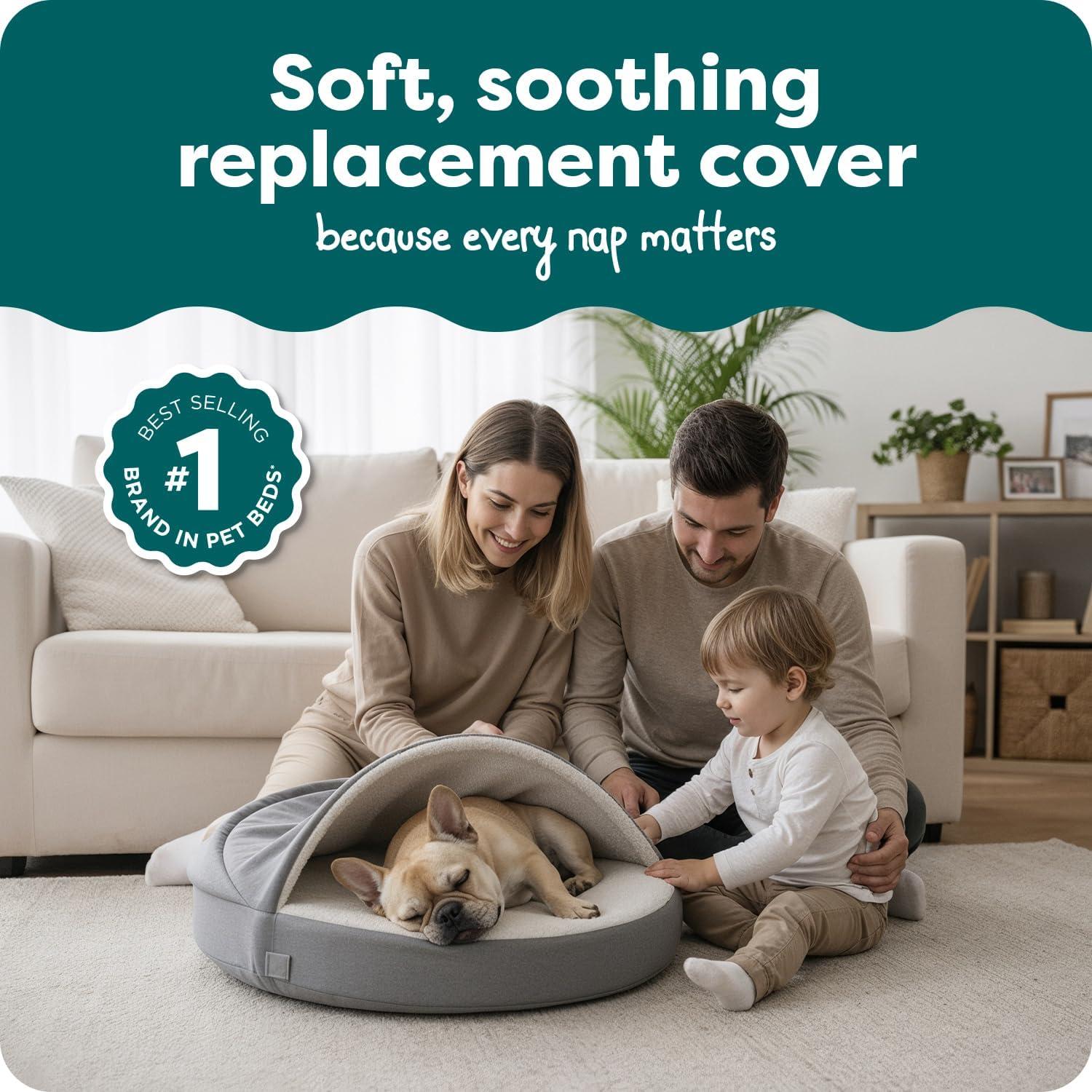 imageFurhaven Replacement Dog Bed Cover Plush ampamp Suede SofaStyle Machine Washable Gray Jumbo XLargeFaux Lambswool Suede Gray