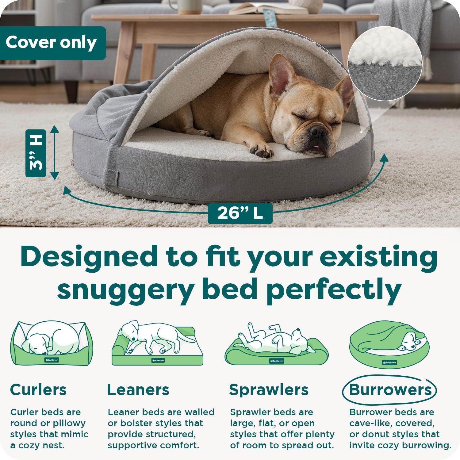 imageFurhaven Replacement Dog Bed Cover Plush ampamp Suede SofaStyle Machine Washable Gray Jumbo XLargeFaux Lambswool Suede Gray