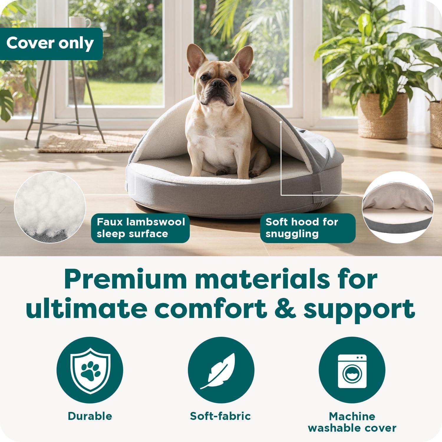 imageFurhaven Replacement Dog Bed Cover Plush ampamp Suede SofaStyle Machine Washable Gray Jumbo XLargeFaux Lambswool Suede Gray