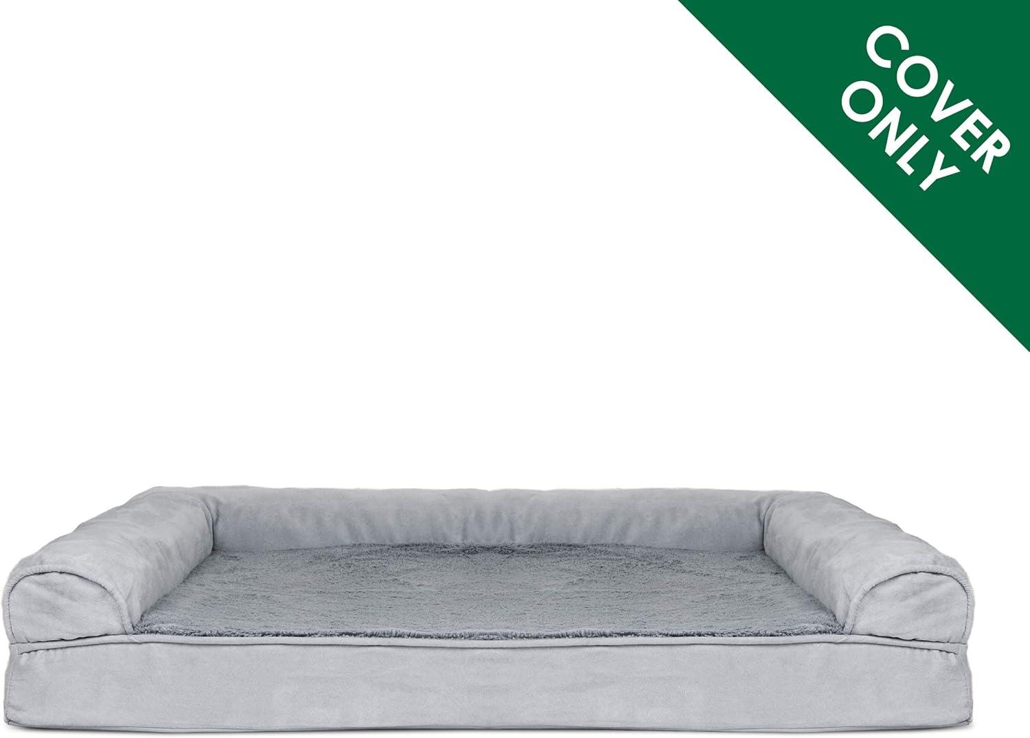 imageFurhaven Replacement Dog Bed Cover Plush ampamp Suede SofaStyle Machine Washable Gray Jumbo XLargePlush Suede Gray