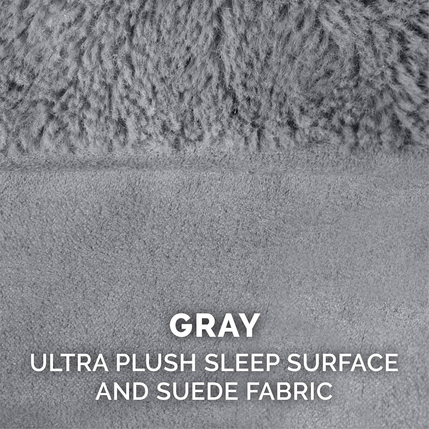 imageFurhaven Replacement Dog Bed Cover Plush ampamp Suede SofaStyle Machine Washable Gray Jumbo XLargePlush Suede Gray