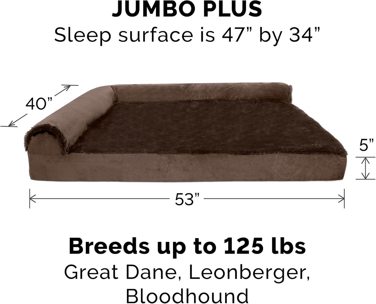 imageFurhaven Replacement Dog Bed Cover Plush ampamp Velvet L Shaped Chaise Machine Washable Deep Sapphire MediumPlush Velvet Sable Brown