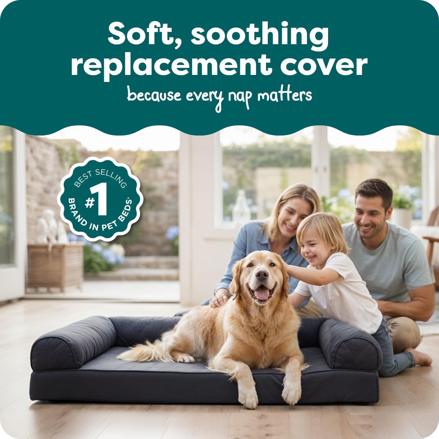 imageFurhaven Replacement Dog Bed Cover Quilted SofaStyle COVER ONLY Machine Washable Silver Gray Jumbo Plus XXLarge 53quot x 40quotIron Gray