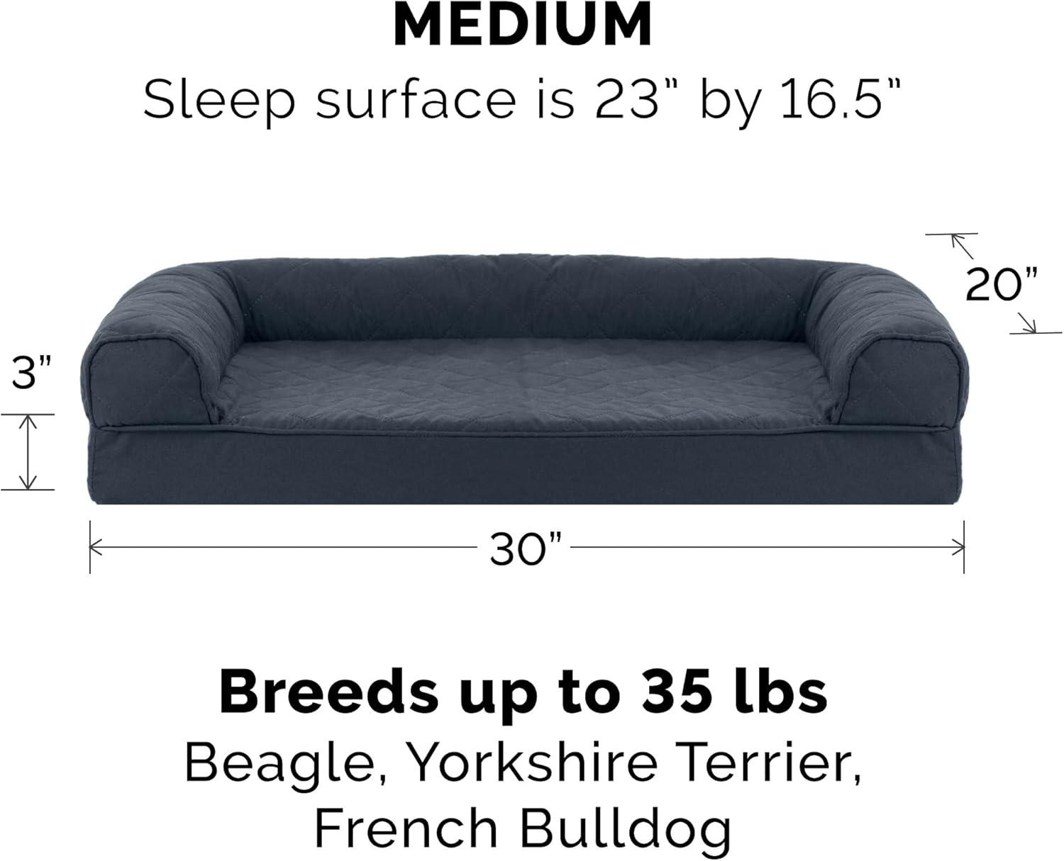 imageFurhaven Replacement Dog Bed Cover Quilted SofaStyle COVER ONLY Machine Washable Silver Gray Jumbo Plus XXLarge 53quot x 40quotIron Gray