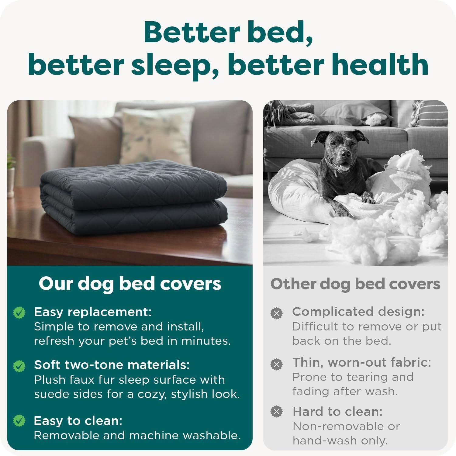 imageFurhaven Replacement Dog Bed Cover Quilted SofaStyle COVER ONLY Machine Washable Silver Gray Jumbo Plus XXLarge 53quot x 40quotIron Gray