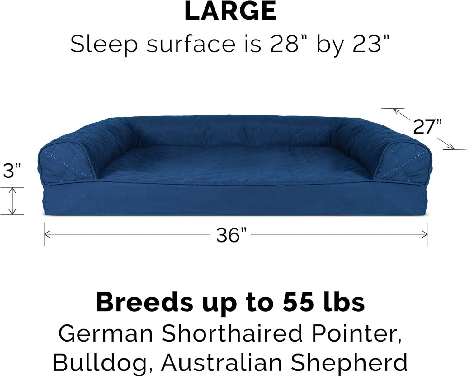 imageFurhaven Replacement Dog Bed Cover Quilted SofaStyle COVER ONLY Machine Washable Silver Gray Jumbo Plus XXLarge 53quot x 40quotNavy